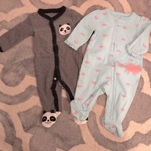 Carter’s Footed Pajamas Panda & Dinosaur 0-3 mos